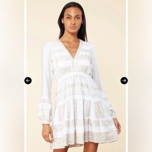 Hale Bob Cream and Tan Geometric Dress